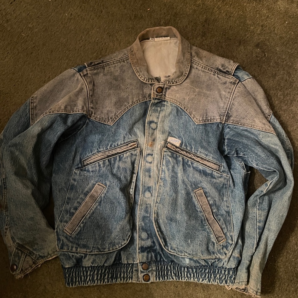 Vintage Guess Marciano Back To The Future Guess 2 Tone Denim Jean Jacket SMALL
